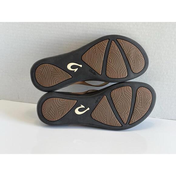 Olukai Ho'opio Flip Flops Women's 6/36 Brown Leather Thong Sandals Slip On Flats - Picture 8 of 15